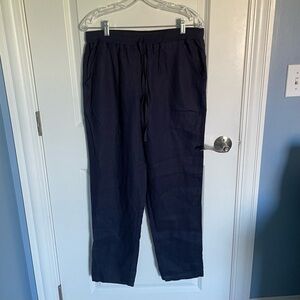 New! Max Studio Linen Navy Blue Pants nwt 29221